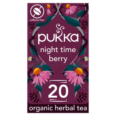 Organic Night Time Berry Herbal Tea 20 Home Compostable Sleep Tea Bags 36g thumbnail 2