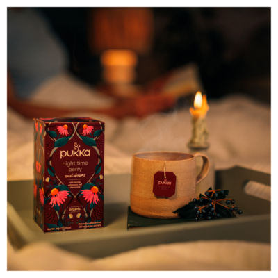 Organic Night Time Berry Herbal Tea 20 Home Compostable Sleep Tea Bags 36g thumbnail 4