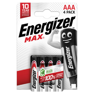 Max AAA Batteries, Alkaline, 4 Pack