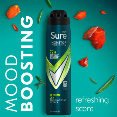 Sure Men Nonstop Protection Anti-Perspirant Aerosol Extreme Dry 250ml thumbnail 4