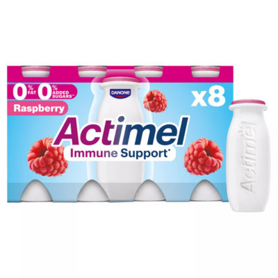 Raspberry Fat Free Immune Support Yoghurt Drink Multipack 8x100g thumbnail 2