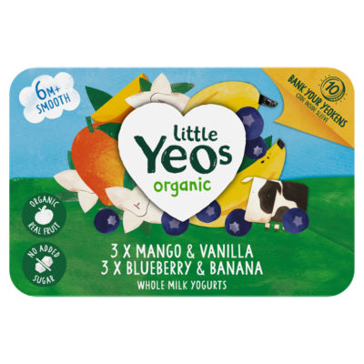 Organic Mango & Vanilla, Blueberry & Banana Whole Milk Yogurt 6 x 42g thumbnail 2