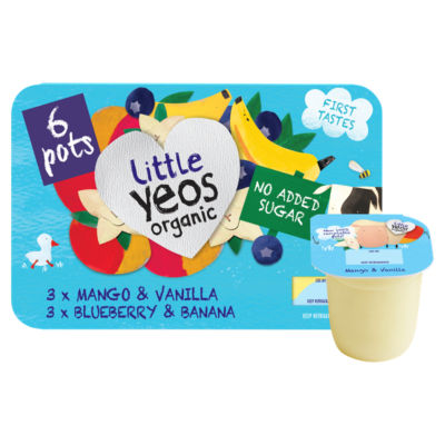 Organic Mango & Vanilla, Blueberry & Banana Whole Milk Yogurt 6 x 42g thumbnail 3