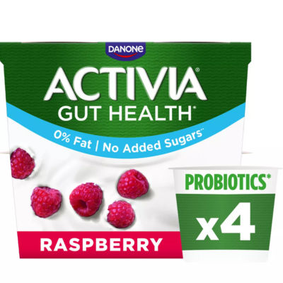 Raspberry Fat Free No Added Sugar Gut Health Fruit Yoghurt Multipack, 4x115g thumbnail 2