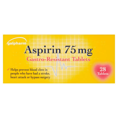 Aspirin 75mg Gastro-Resistant 28 Tablets thumbnail 2