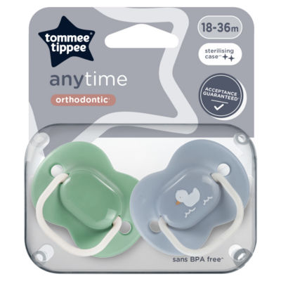 2x Anytime Soothers, Symmetrical, BPA Free, Steriliser Pod, 18-36m thumbnail 2