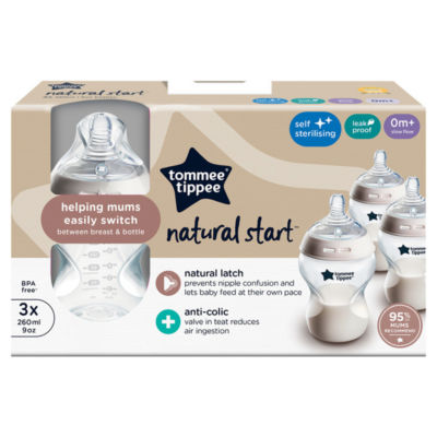 3x 260ml Natural Start Anti-Colic Baby Bottle, Slow Flow Teat, 0m+ thumbnail 2