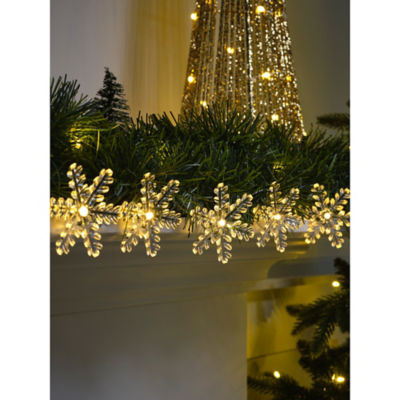 White Christmas Snowflake Battery Operated String Lights thumbnail 2