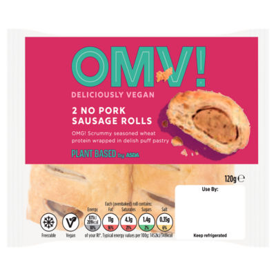Plant Based OMV! 2 No Pork Sausage Rolls 120g