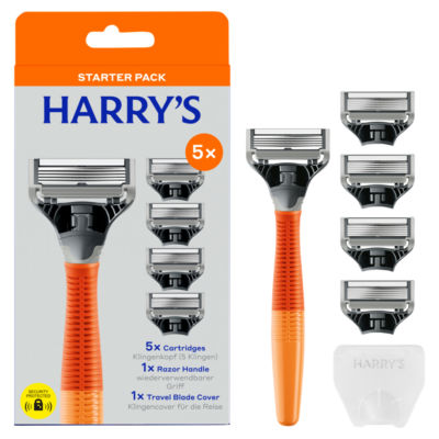 Men's 5 Blade Razor - 1 Razor Handle + 5 Blade Cartridges - Bright Orange thumbnail 2