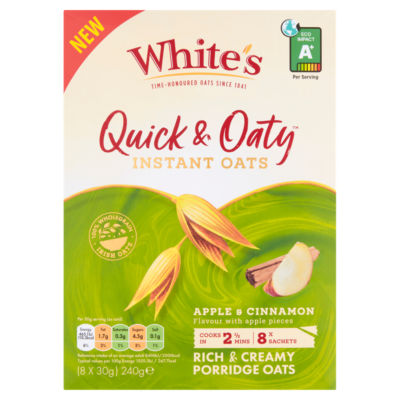 Quick & Oaty Instant Oats Apple & Cinnamon Flavour with Apple Pieces 8 x 30g (240g) thumbnail 2