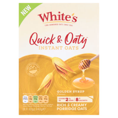 Quick & Oaty Instant Oats Golden Syrup Flavour 8 x 30g (240g)
