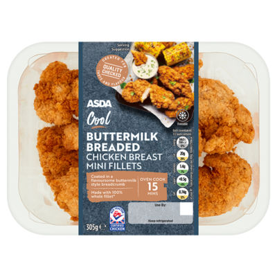 Cool Buttermilk Breaded Chicken Breast Mini Fillets 305g