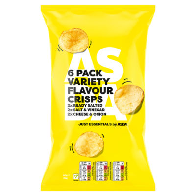 Just Essentials by ASDA 6 Variety Flavour Crisps 6 x 25g (150g)