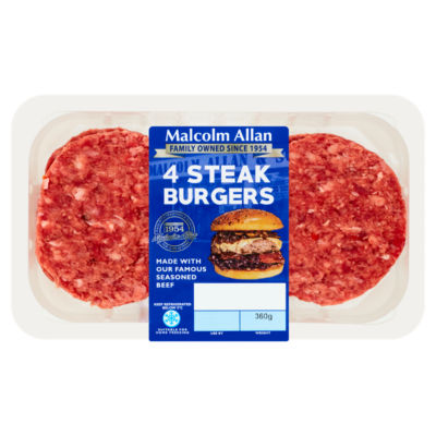 4 Steak Burgers 360g