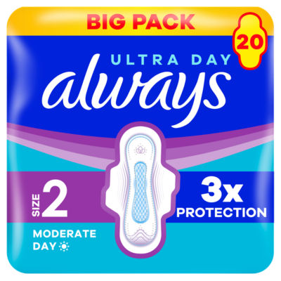 Ultra Sanitary Towels Moderate Flow Day  (Size 2) Wings 20 Pads thumbnail 2