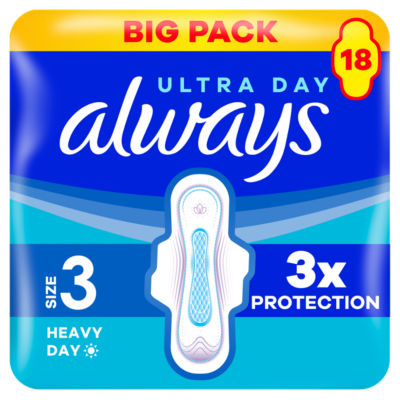 Ultra Sanitary Towels Heavy Flow Day (Size 3) Wings 18 Pads thumbnail 2