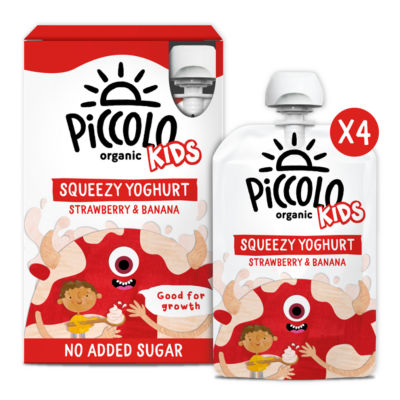 Organic Kids Squeezy Yoghurt Strawberry & Banana 4 x 100g (400g) thumbnail 2