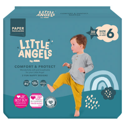 Little Angels by  Comfort & Protect Size 6 13-18kg 29-40lbs 30 Nappies thumbnail 2