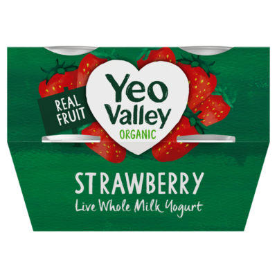 Organic Strawberry Live Whole Milk Yogurt 440g (4 x 110g) thumbnail 2