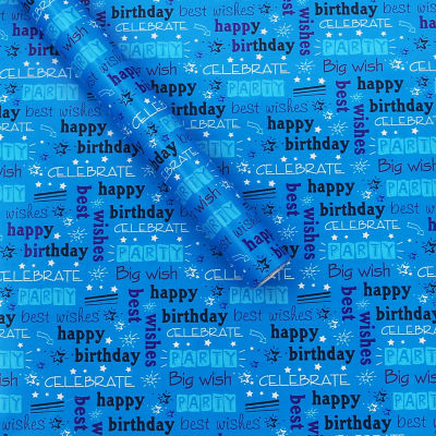 Blue Happy Birthday Text Rollwrap thumbnail 2