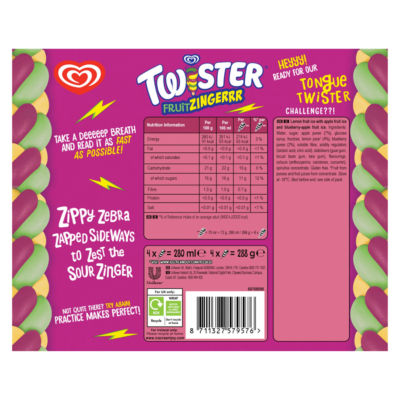 Heartbrand Twister Ice Lolly Fruit Zingerrr 4 x 70 ml thumbnail 3