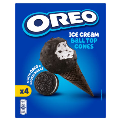 4 Ice Cream Ball Top Cones with Oreo Cookie Pieces 400ml thumbnail 2