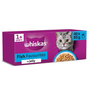 1+ FISH Favourites Wet Cat Food Pouches in Jelly 40 x 85g thumbnail 2