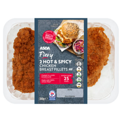 ASDA 2 Fiery Hot & Spicy Chicken Breast Fillets 300g