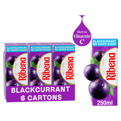 No Added Sugar Blackcurrant Juice Drink Cartons 6x250ml thumbnail 2