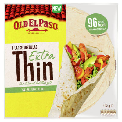 Extra Thin Tortilla Wraps, 6 Tortilla Wraps, 192g thumbnail 2