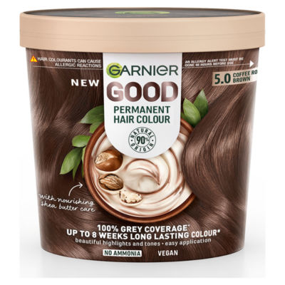 Garnier Good Permanent Hair Dye No Ammonia Formula 100% Grey Coverage 5.0 Coffee Roast Brown