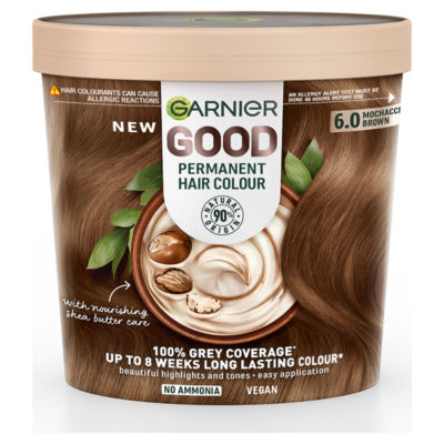 Garnier Good Permanent Hair Dye with No Amonia Formula 100% Grey Coverage 6.0 Mochaccino Brown