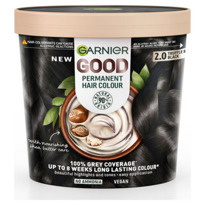 Garnier Good Permanent Hair Dye No Ammonia Formula 100% Grey Coverage 2.0 Truffle Soft Black