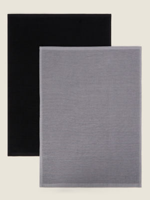 Black & Grey Ribbed Tea Towels - Set of 2 thumbnail 2