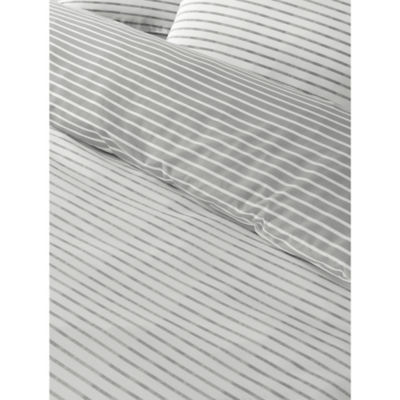 Grey Striped Soft Touch Reversible Duvet Set - Single thumbnail 3