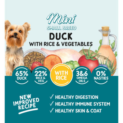 Natural Dog Food Mini Small Breed Duck with Rice and Vegetables Adult Dog 1-7 Years 150g thumbnail 3