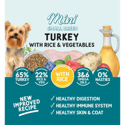 Natural Dog Food Mini Small Breed Turkey with Rice and Vegetables Adult Dog 1-7 Years 150g thumbnail 3
