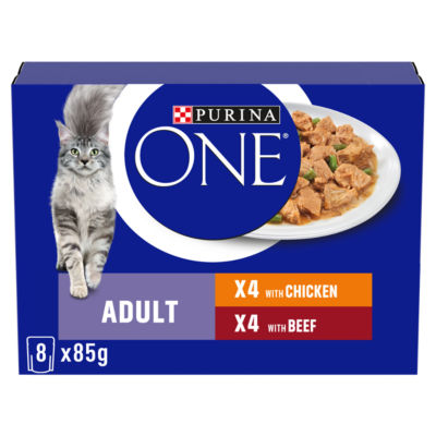 PURINA ONE Mini Fillets Chicken and Beef Wet Cat Food 8x85g thumbnail 2