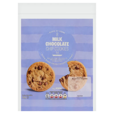 ASDA Bake at Home 8 Milk Chocolate Chip Cookies 320g thumbnail 2