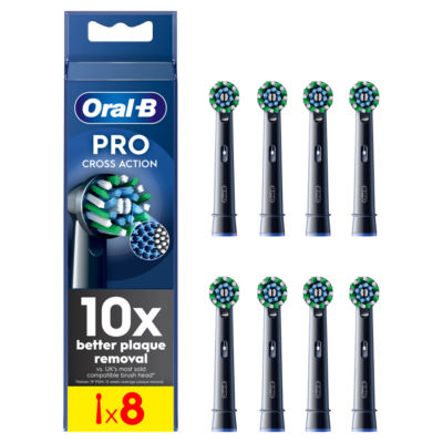 Pro Cross Action Black Toothbrush Heads, 8 Counts