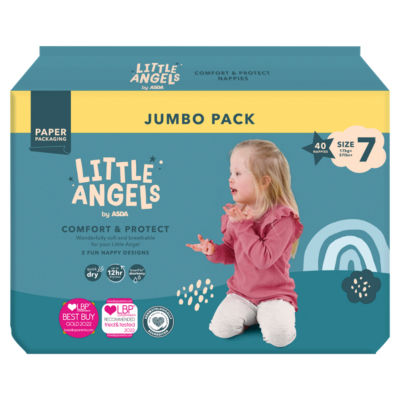 Little Angels by  Comfort & Protect Size 7 17kg+ 37lbs+ 40 Nappies thumbnail 2