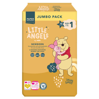 Little Angels by  Newborn Disney Size 1 2-5 kg Jumbo Pack 70 Nappies thumbnail 2