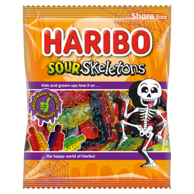Sour Skeletons Fruit Flavour Sour Jelly Sweets Sharing Bag 160g