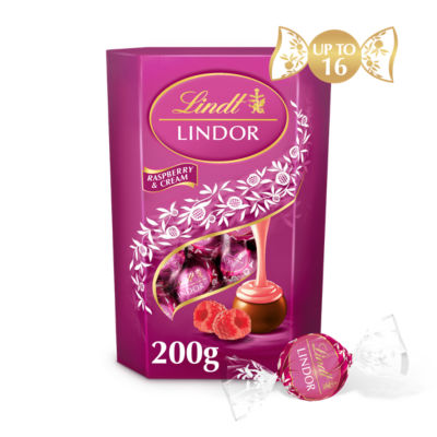Lindor Raspberry & Cream Chocolate Truffles Box 200g