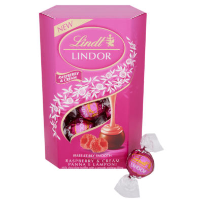 Lindor Raspberry & Cream Chocolate Truffles Box 200g thumbnail 3