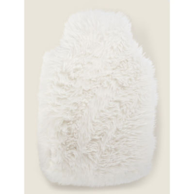 Cream Shaggy Faux Fur Hot Water Bottle thumbnail 2