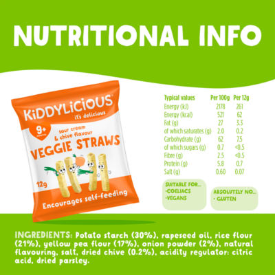 Sour Cream & Chive Flavour Veggie Straws 9+ Months 4 x 12g (48g) thumbnail 4