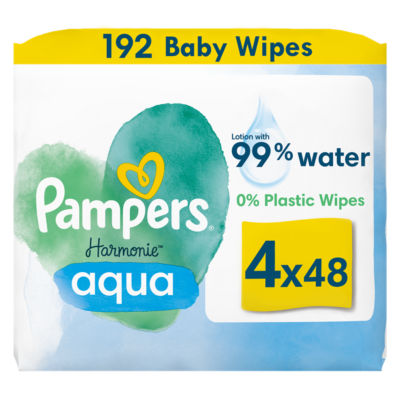 Harmonie Aqua Baby Wipes Plastic Free 4 Packs = 192 Baby Wet Wipes thumbnail 2