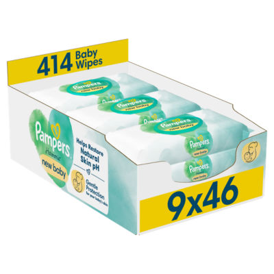 Harmonie New Baby Wipes Plastic Free 9 Packs of 46 Wipes = 414 Baby Wet Wipes
